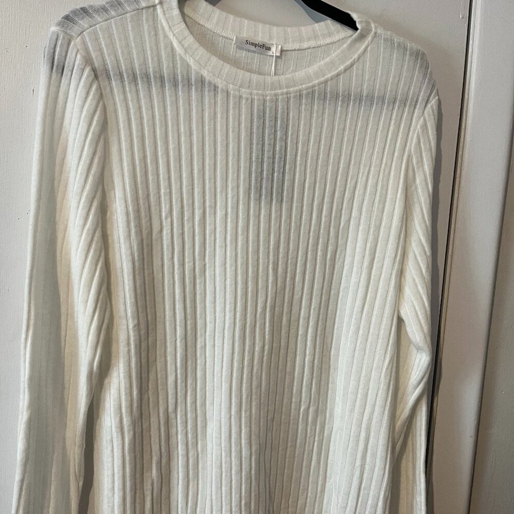NWT SIMPLE FUN CREAM Long Sleeve Crewneck soft SZ L